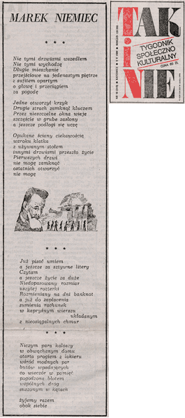 Tak i nie - 5 V 1989 wiersze Marka Niemca