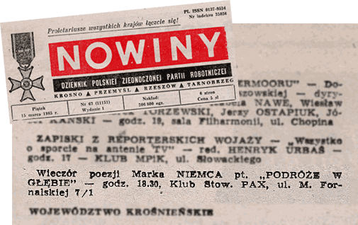 WOS PAX - 15 III 1985 wieczór autorski Marka Niemca