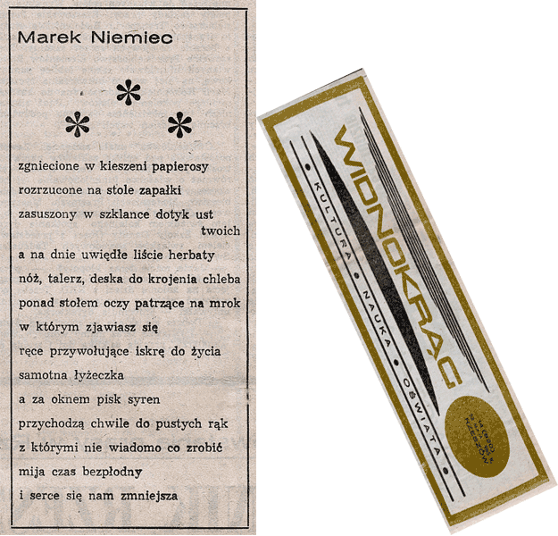 Widnokrąg - 28 V 1985 wiersz Marka Niemca
